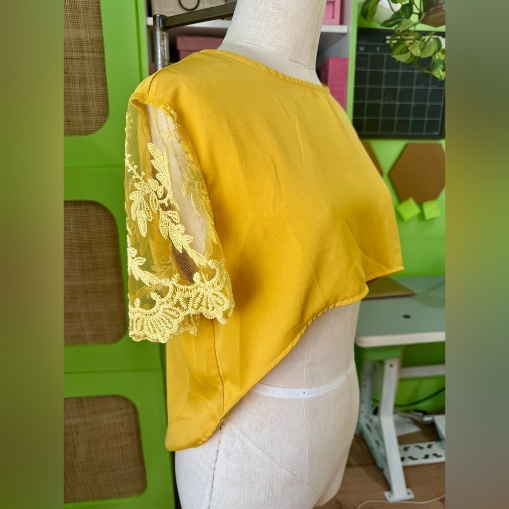 Mustard Yellow high-low crop top